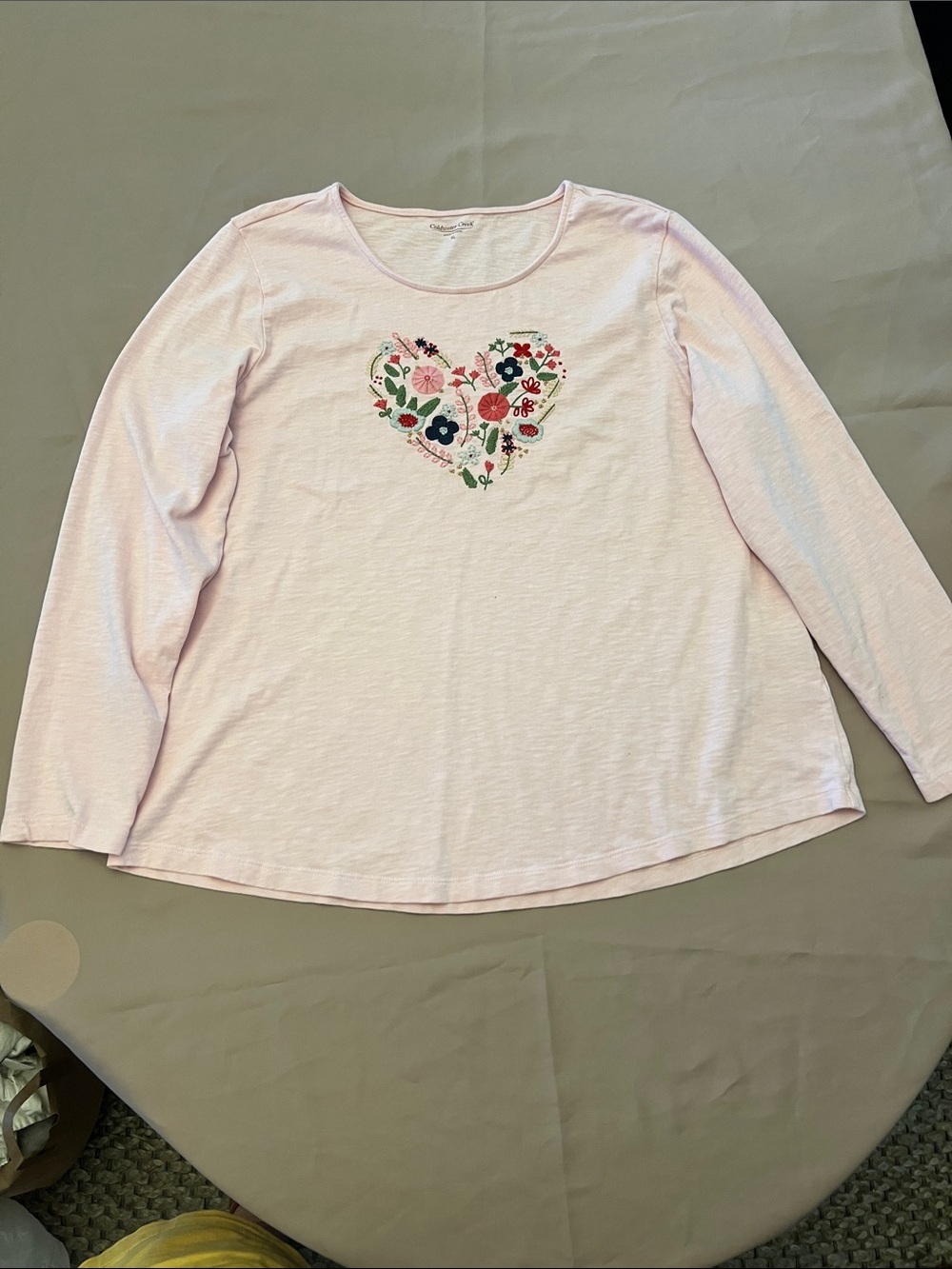 Coldwater Creek Pale Pink Scoop Neck Long Sleeve Top